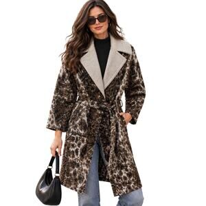 Helene Berman London Belted Coat Womens Small Brown Earthy Y2K Retro Jacket